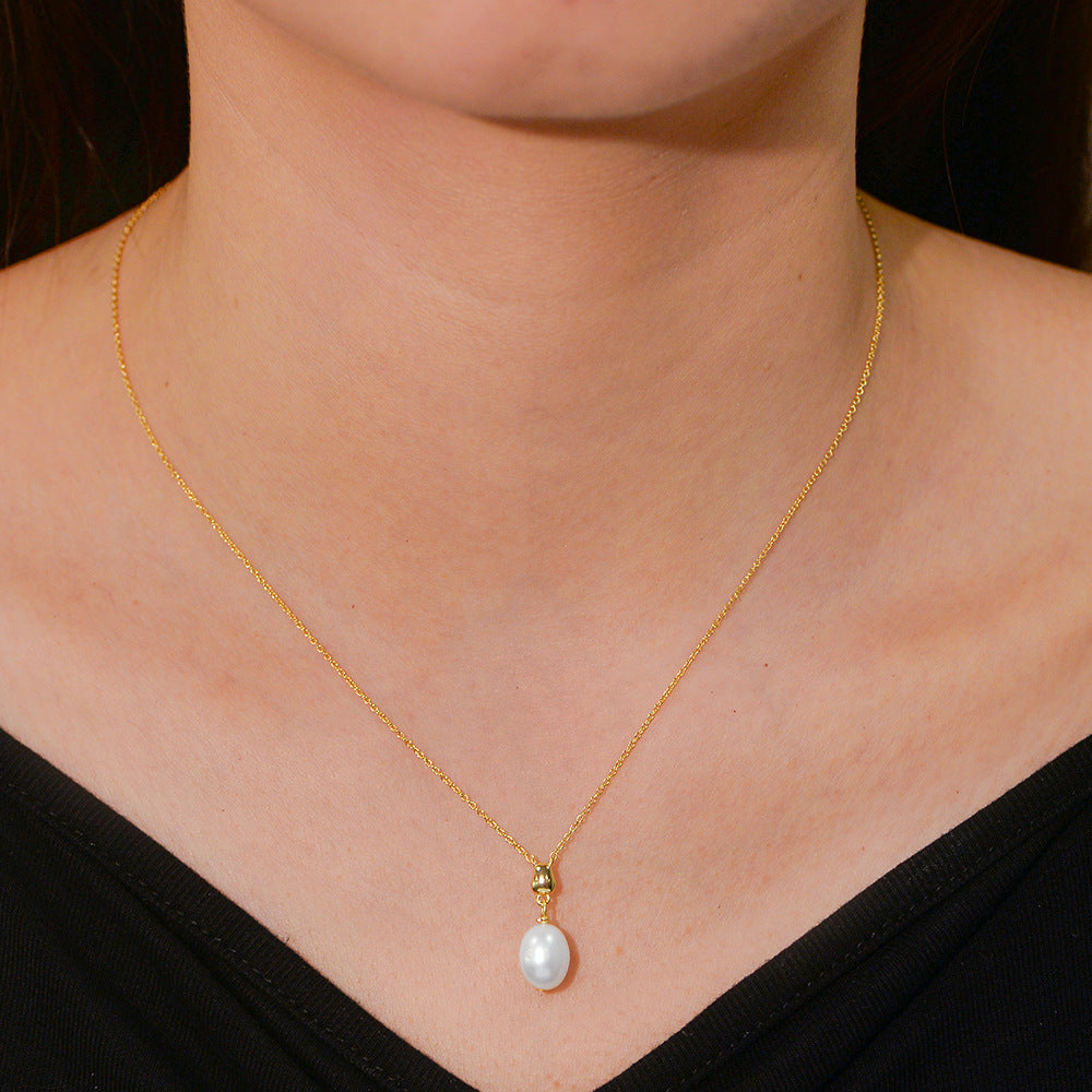 Minimalist Natural Pearl Necklace 9mm
