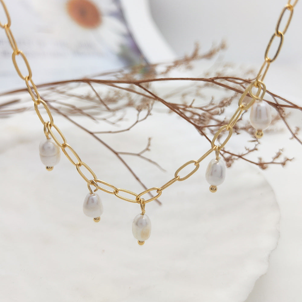 Choker Natural Freshwater Pearl Necklace 8mm