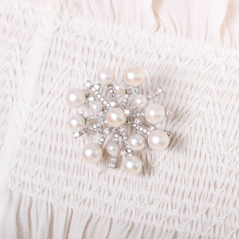 Snowflake Pearl Brooch pin
