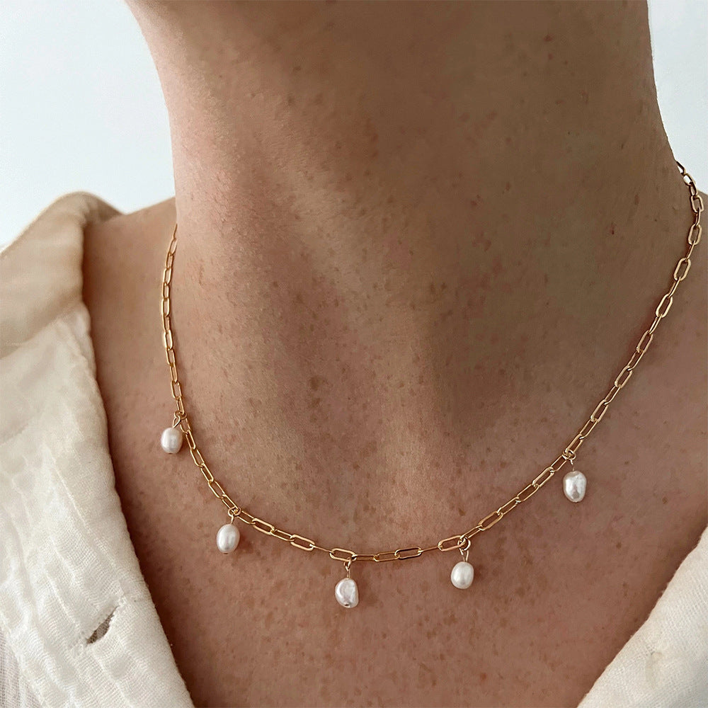 Choker Natural Freshwater Pearl Necklace 8mm