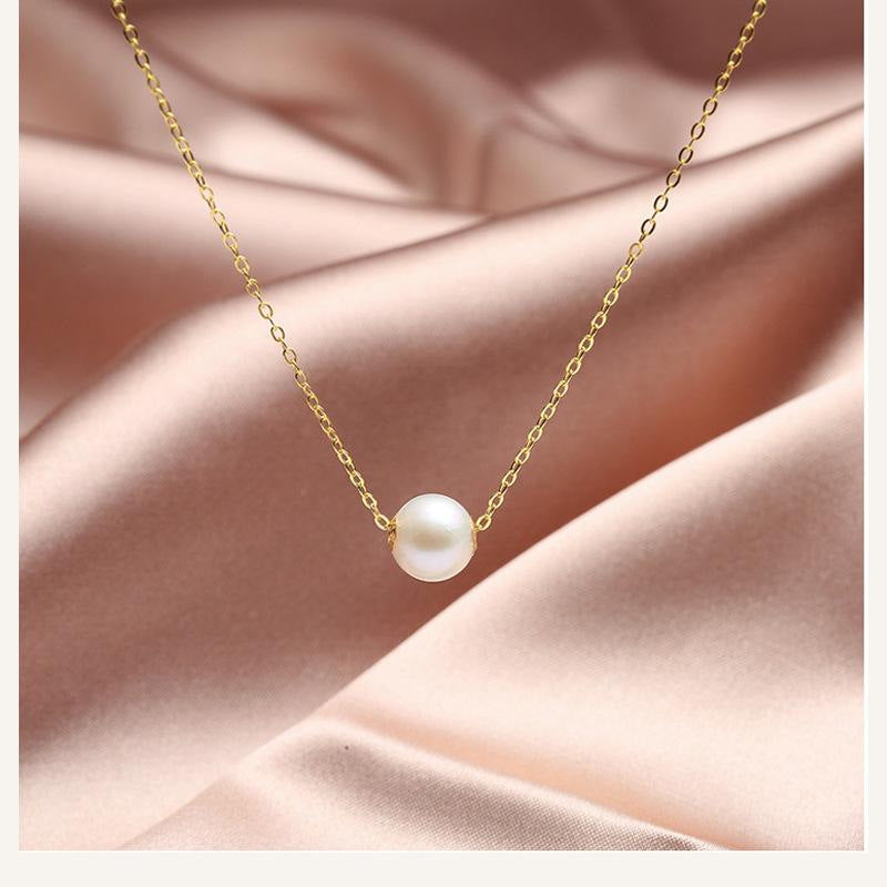 Minimalist S925 Sterling Silver Natural Freshwater Pearl Necklace 9mm